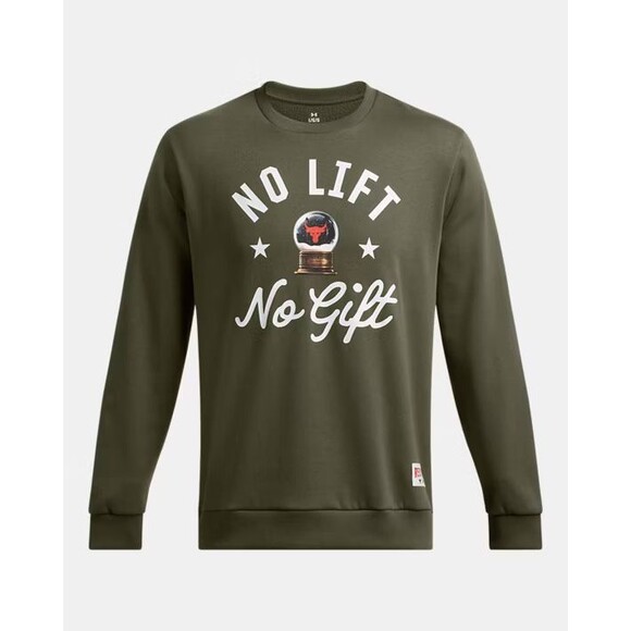 Under Armour Project Rock Men Sz M Red One No Lift No Gift Crew Neck Sweatshirt - Picture 1 of 10